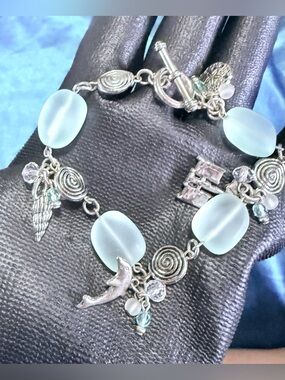 Beachy inspired Sterling Silver 925 with Sand glass stones.